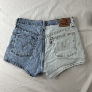 Levi's Women's 501 High Rise Two Tone Denim Jean Shorts Size 30 Button Fly Blue